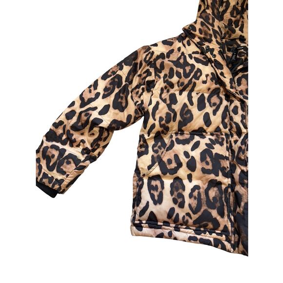 AQUA Leopard Print Hooded Puffer Jacket | Bold Animal Print Coat | Size S - Picture 7 of 7
